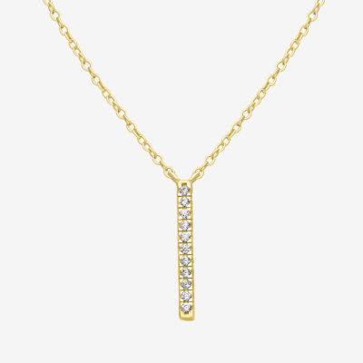 Silver Treasures Delicates Cubic Zirconia 14K Gold Over Brass 16 Inch Cable Bar Pendant Necklace