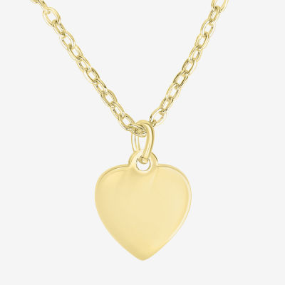 Silver Treasures Delicates 14K Gold Over Brass 16 Inch Cable Heart Pendant Necklace