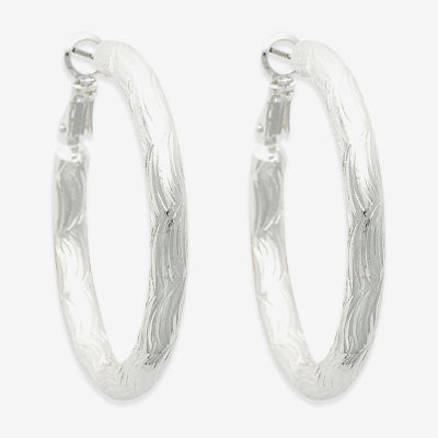 Bold Elements Silver Tone 20.7mm Hoop Earrings