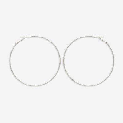 Bold Elements Silver Tone Stainless Steel Hoop Earrings