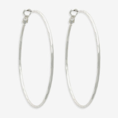 Bold Elements Silver Tone Stainless Steel Hoop Earrings