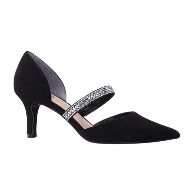 JOEupin Women's Pointed Toe High Heel Pumps With Double Crystal Bows - Glitter Satin Slip-On Stilettos