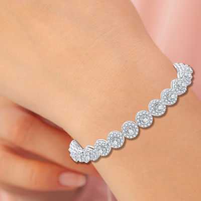 (G / Si1-Si2) 5 CT. T.W. Lab Grown White Diamond 10K White Gold 7.5 Inch Tennis Bracelet