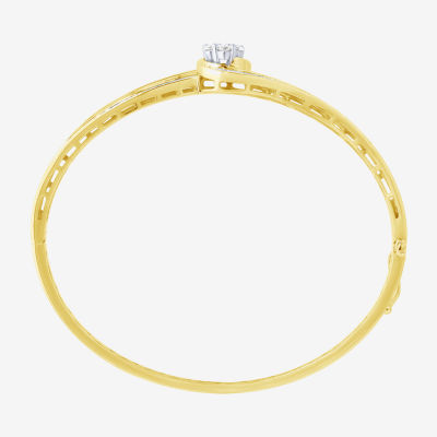 Diamond Blossom (G / Si2) 2 CT. T.W. Lab Grown White Diamond 10K Gold Round Bangle Bracelet