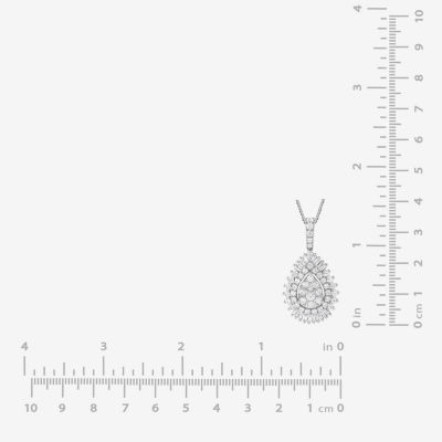 (G / Si2) Womens 2 CT. T.W. Lab Grown White Diamond 14K White Gold Pear Pendant Necklace