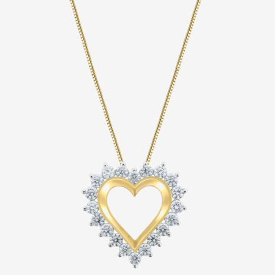 (G / Si2) Womens 2 CT. T.W. Lab Grown White Diamond 14K Gold Heart Pendant Necklace