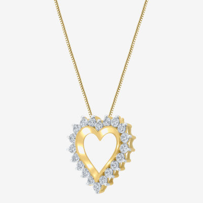 (G / Si2) Womens 2 CT. T.W. Lab Grown White Diamond 14K Gold Heart Pendant Necklace