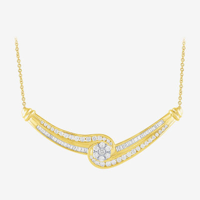 Diamond Blossom (G / Si2) Womens 2 CT. T.W. Lab Grown White Diamond 10K Gold Flower Pendant Necklace