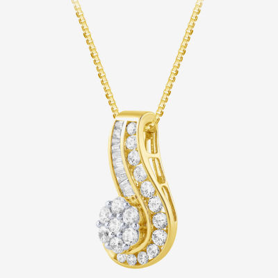 Diamond Blossom (G / Si2) Womens 2 CT. T.W. Lab Grown White Diamond 10K Gold Flower Pendant Necklace