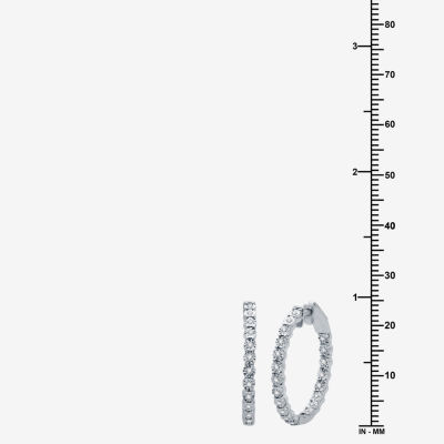 (H-I / I1) Womens 1/4 CT. T.W. Lab Grown Diamond Sterling Silver 24.9mm Hoop Earrings