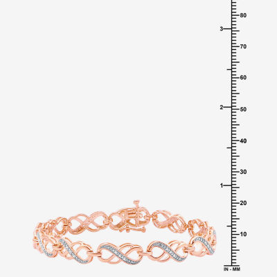 1/10 CT. T.W. Natural White Diamond 14K Rose Gold Over Silver Infinity 7.5 Inch Tennis Bracelet