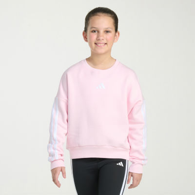 adidas Big Kid Girls Crew Neck Fleece Embroidered Long Sleeve Sweatshirt
