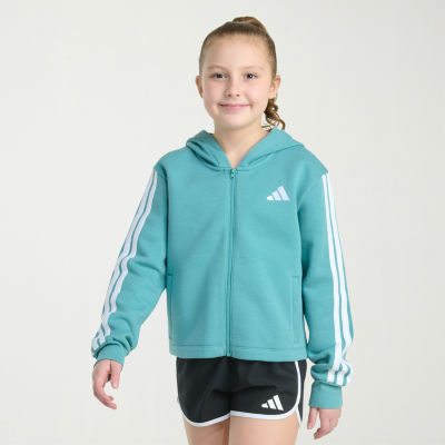 adidas Big Kid Girls Long Sleeve Embroidered Fleece Zipper Active Hoodie