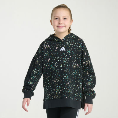 adidas Big Kid Girls Long Sleeve Embroidered Fleece Active Hoodie