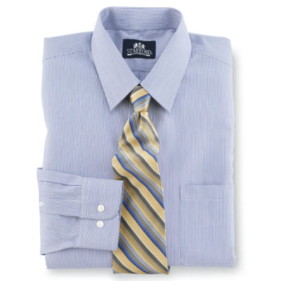 Stafford Mens Wrinkle Free Pinpoint Oxford Big and Tall Dress Shirt