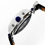 Heritor Automatic Ganzi Mens Leather Day&Date-Silver Watches