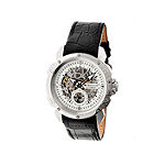 Heritor Automatic Carter Mens Skeleton Dial Leather-Silver Watches