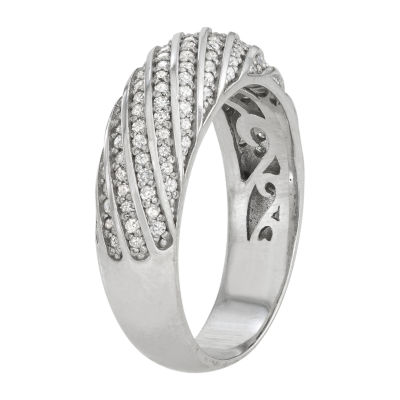 4MM 1/2 CT. T.W. Natural White Diamond Sterling Silver Band