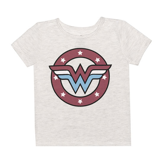 Okie Dokie Toddler Girls Crew Neck Wonder Woman Short Sleeve Graphic T-Shirt
