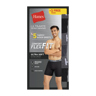 Hanes Ultimate Comfort Flex Fit Ultra Soft Bonus Pack Mens 5 Pack Boxer Briefs Ufbb5b