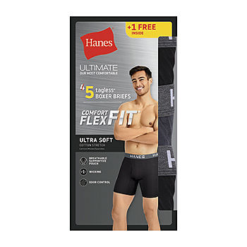 Hanes Ultimate Comfort Flex Fit Ultra Soft Bonus Pack Mens 5 Pack Boxer  Briefs, Color: Black Gray - JCPenney