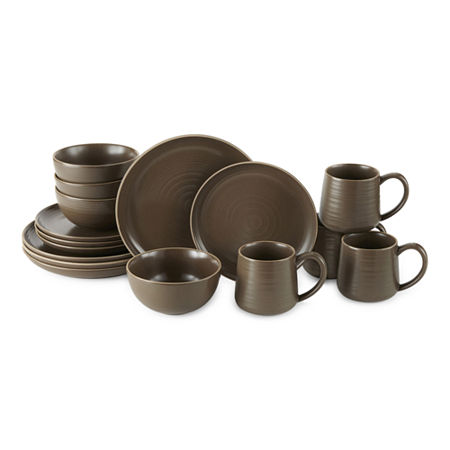 Linden Street Harper 16-pc. Stoneware Dinnerware Set, One Size, Brown