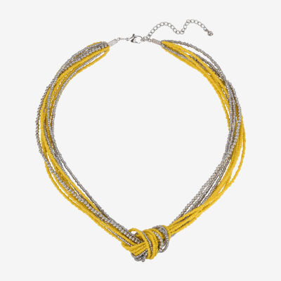 Mixit Yellow Knot 19 Inch Beaded Necklace