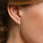 Diamond Addiction 1/10 CT. T.W. Genuine White Diamond 14K Gold Over Silver Cross Drop Earrings