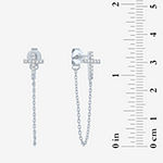 Diamond Addiction 1/10 CT. T.W. Genuine White Diamond Sterling Silver Cross Drop Earrings
