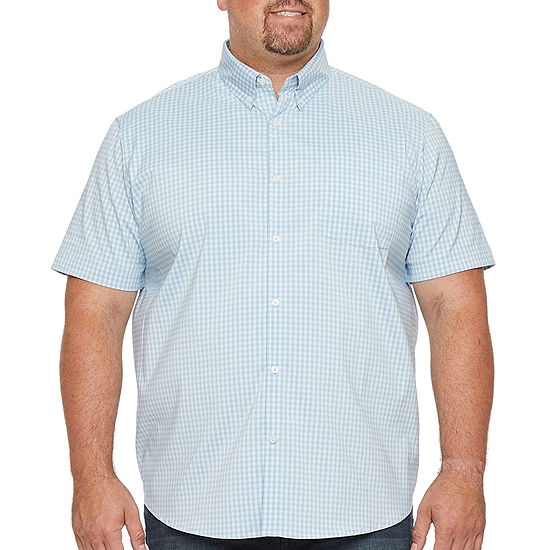 St. John's Bay Performance Big and Tall Mens Classic Fit Short Sleeve Plaid Button-Down Shirt