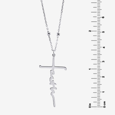 Womens Sterling Silver Cross Pendant Necklace