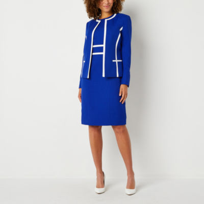 Black Label by Evan-Picone Long Sleeve Suit Jacket or Sleeveless Dress,  Color: Royal Blue White - JCPenney