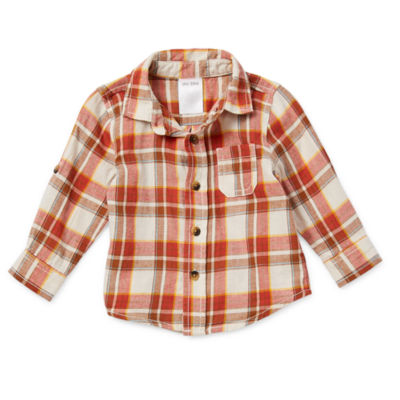Okie Dokie Baby Boys Long Sleeve ButtonDown Shirt, Color Cyber Red