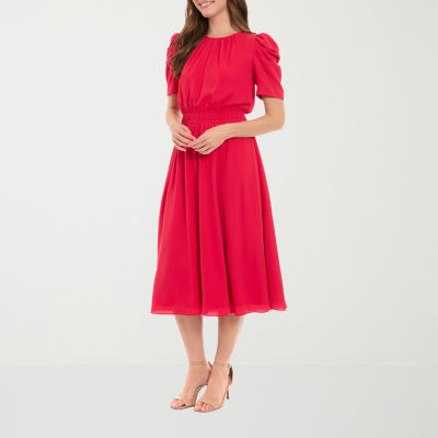 london-times-womens-short-sleeve-midi-fit-flare-dress-color-rose