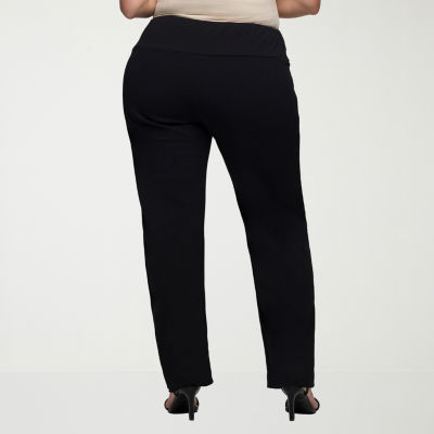 24seven Comfort Apparel Womens Mid Rise Slim Pant-Plus