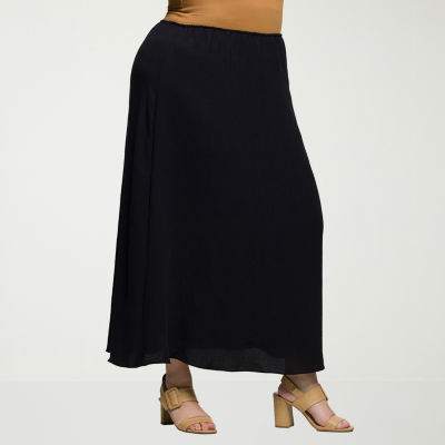 24seven Comfort Apparel Womens Mid Rise Long A-Line Skirt-Plus
