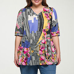 売れ筋商品|||２４セブンコンフォート カットソー トップス レディース Print Elbow Sleeve Casual Tunic Top Miscellane Elbow Sleeve Swing Tunic Top For Women – 24seven Comfort Apparel