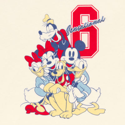 Womens Juniors Crew Neck Short Sleeve Fitted Mickey and Friends Graphic T-Shirt