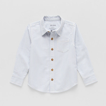 Okie Dokie Toddler & Little Boys Long Sleeve Regular Fit Button-Down Shirt, 3t, Blue