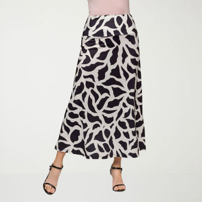 24seven Comfort Apparel Womens Mid Rise Long A-Line Skirt