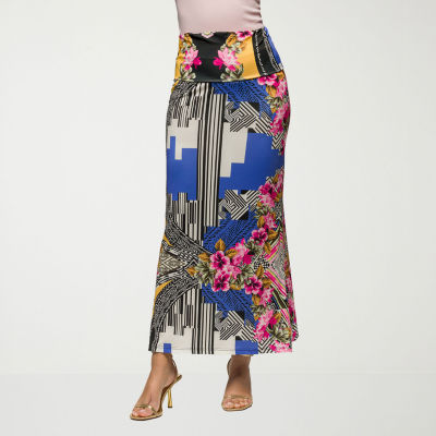 24seven Comfort Apparel Womens Mid Rise Long A-Line Skirt
