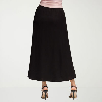 24seven Comfort Apparel Womens Mid Rise Long A-Line Skirt