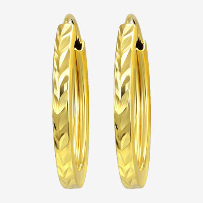 Womens 10K Gold Round Hoop Earrings