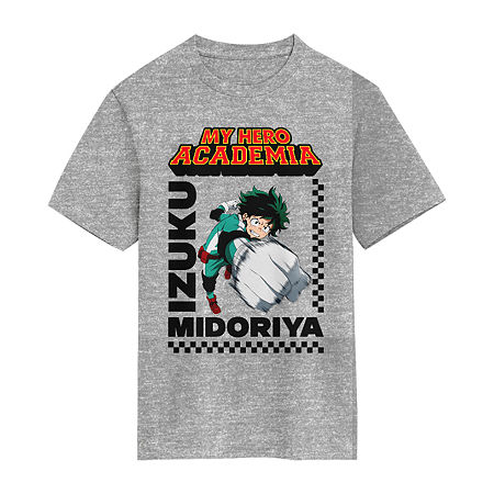 Bioworld My Hero Academia Little & Big Kid Boys Crew Neck Short Sleeve Regular Fit Graphic T-shirt In Gray