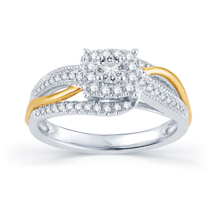 Womens 1/2 CT. T.W. Natural White Diamond 14K Gold Cushion Halo Engagement Ring, 7 1/2