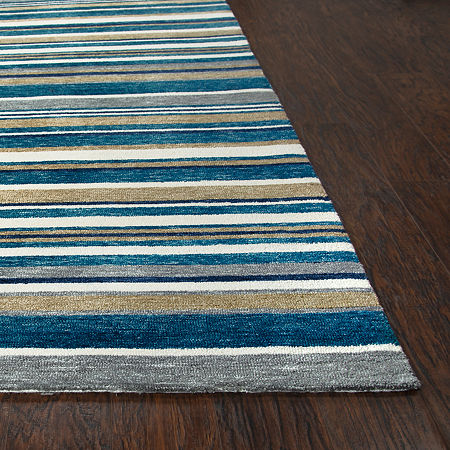 Rizzy Home Zayne Striped Hand Tufted Indoor Outdoor Rectangular Area Rugs, One Size, Blue