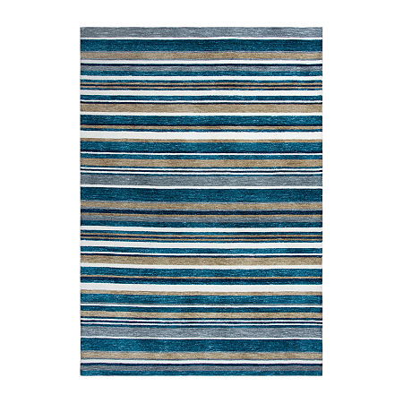 Rizzy Home Zayne Striped Hand Tufted Indoor Outdoor Rectangular Area Rugs, One Size, Blue