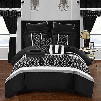 Chic Home Dinah 24 Piece Comforter Set, King, Black