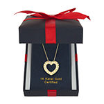 Igl Certified Womens 1/2 CT. T.W. Genuine White Diamond 14K Gold Heart Pendant Necklace