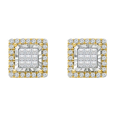 Tru Miracle 1/2 CT. T.W. Genuine White Diamond 10K Gold 6.4mm Stud Earrings